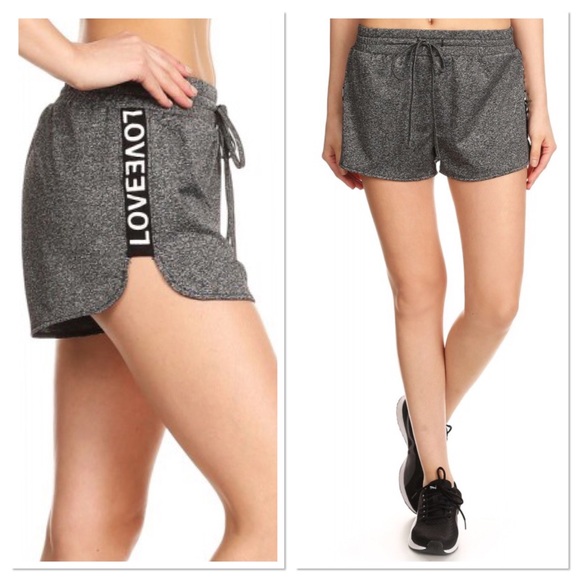 Charcoal Gray “Love” Sports Shorts - Picture 2 of 4